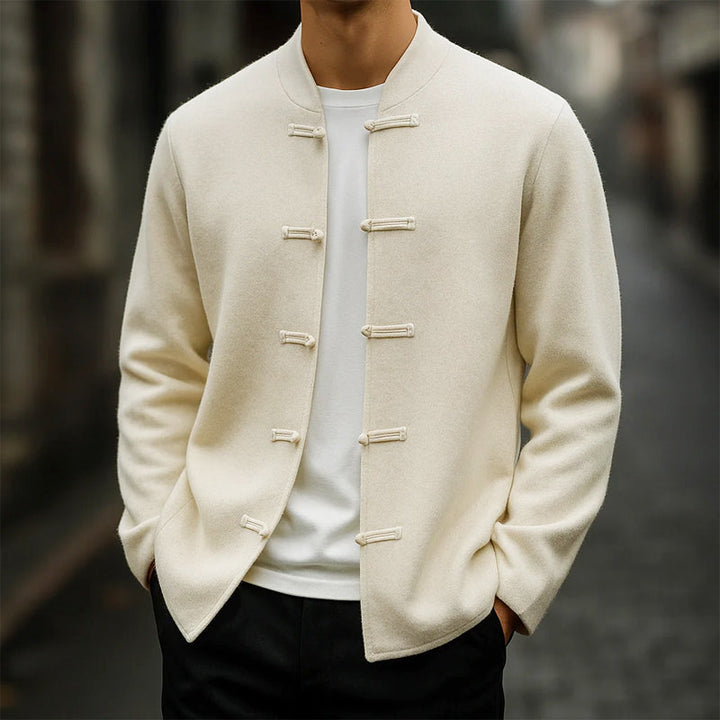 Hiroshi - Men's Cashmere Mandarin Toggle Knit Cardigan