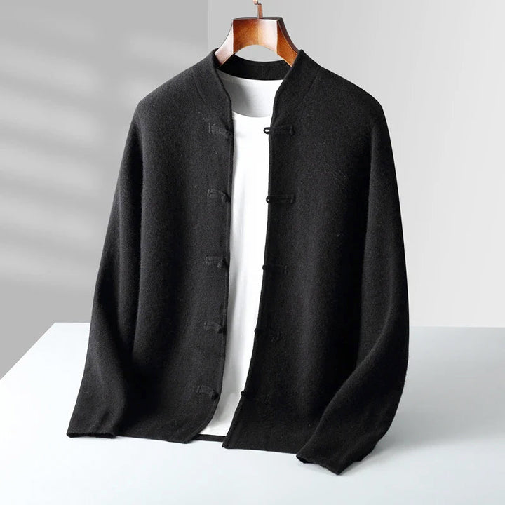Hiroshi - Men's Cashmere Mandarin Toggle Knit Cardigan