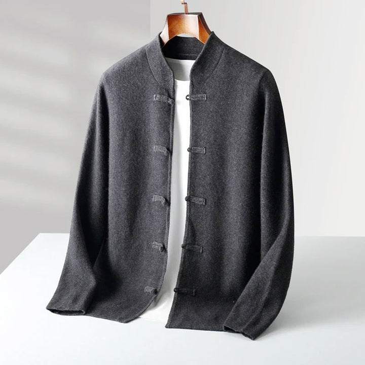 Hiroshi - Men's Cashmere Mandarin Toggle Knit Cardigan