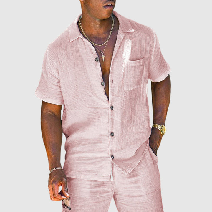 Hudson - Men’s Cotton Textured Two-Piece Lounge Set