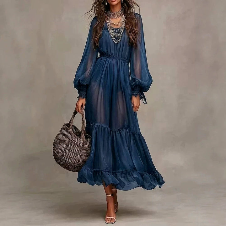 Inara - Women's Sheer Balloon Long Sleeve Boho Maxi Dress
