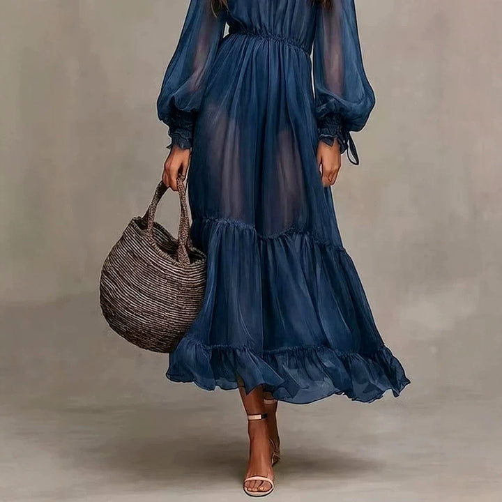 Inara - Women's Sheer Balloon Long Sleeve Boho Maxi Dress