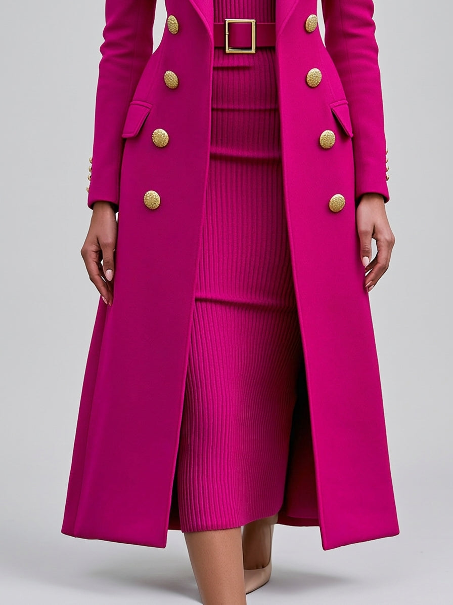 Isabella - Women's Tailored Coat & Ribbed Dress Set