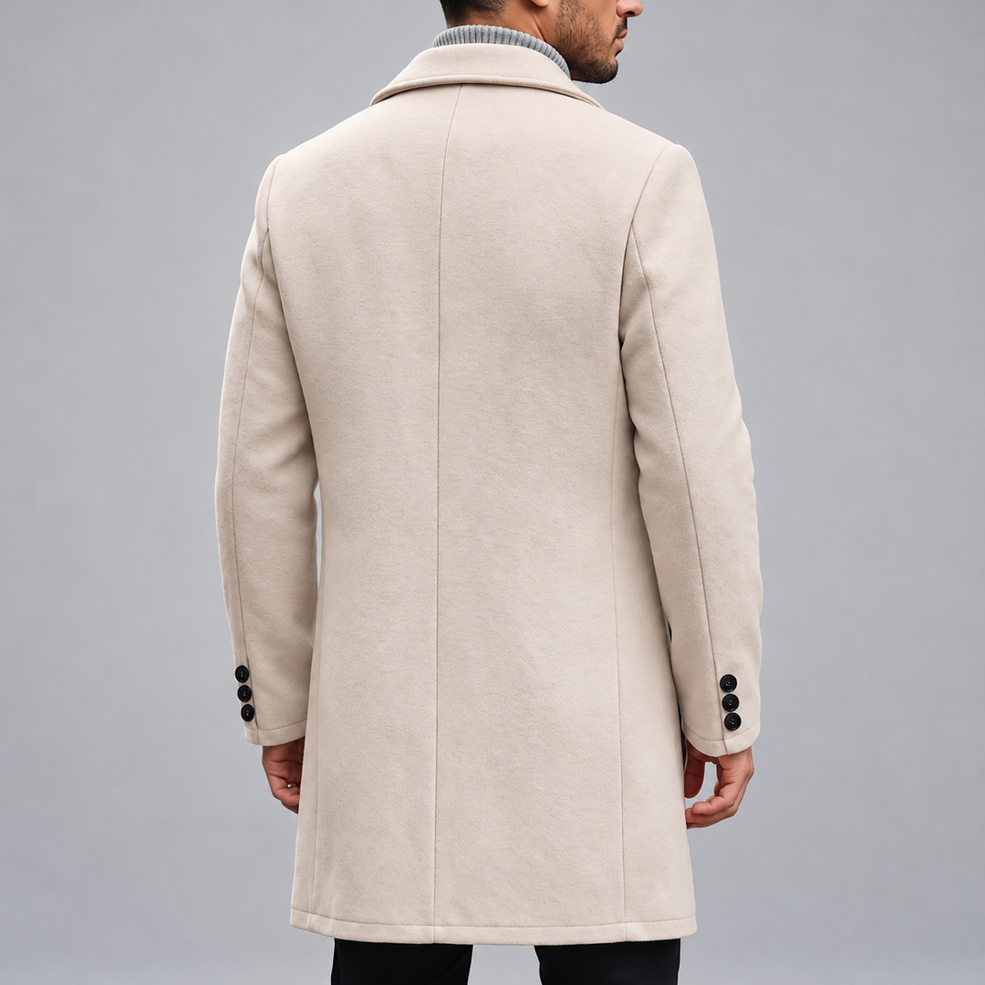Ismael - Men's Single-Breasted Notched Lapel Overcoat