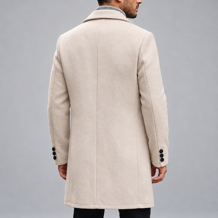 Ismael - Men's Single-Breasted Notched Lapel Overcoat