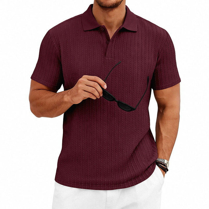 Jacob - Men's Textured Vertical Knit Polo Shirt