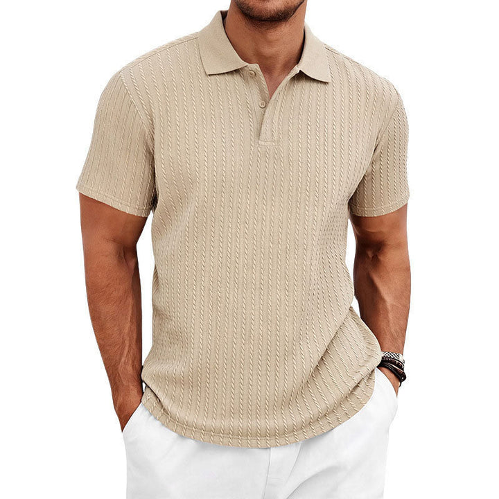Jacob - Men's Textured Vertical Knit Polo Shirt