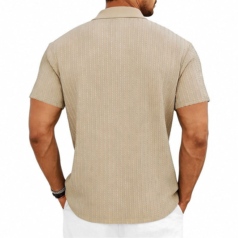 Jacob - Men's Textured Vertical Knit Polo Shirt