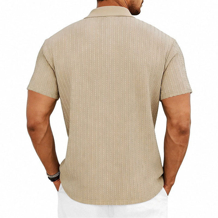 Jacob - Men's Textured Vertical Knit Polo Shirt