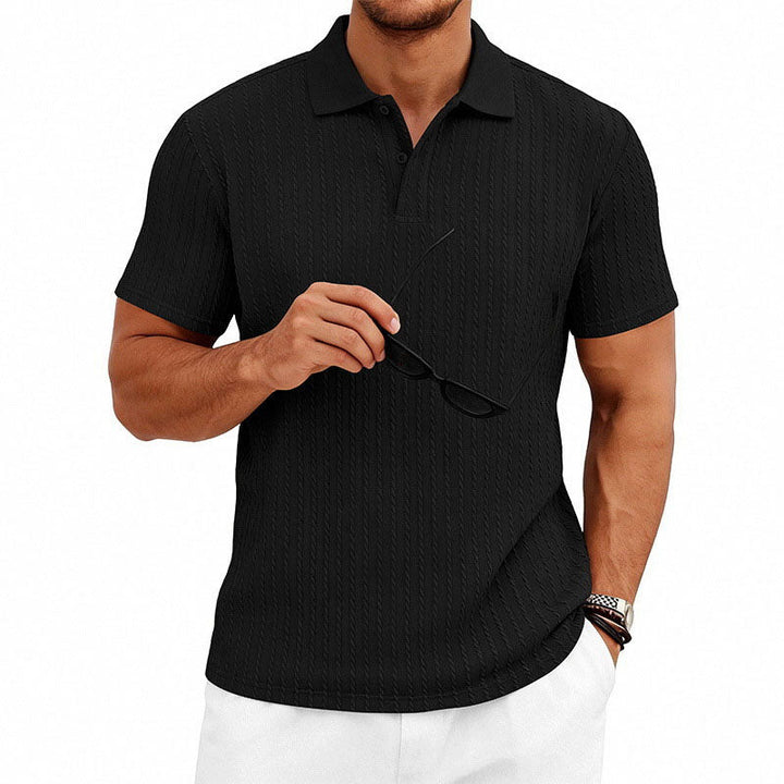Jacob - Men's Textured Vertical Knit Polo Shirt