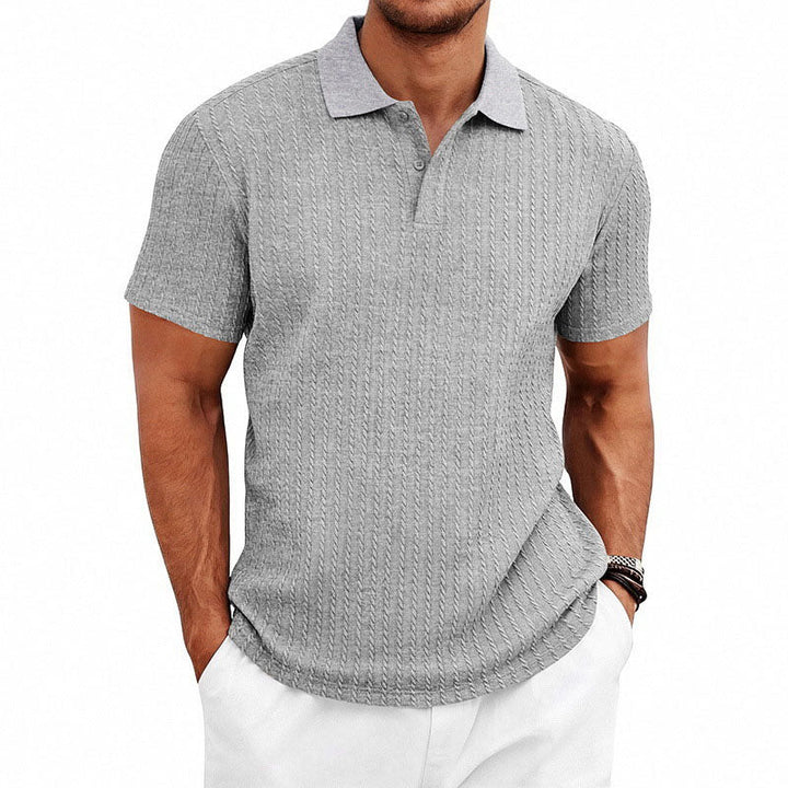 Jacob - Men's Textured Vertical Knit Polo Shirt