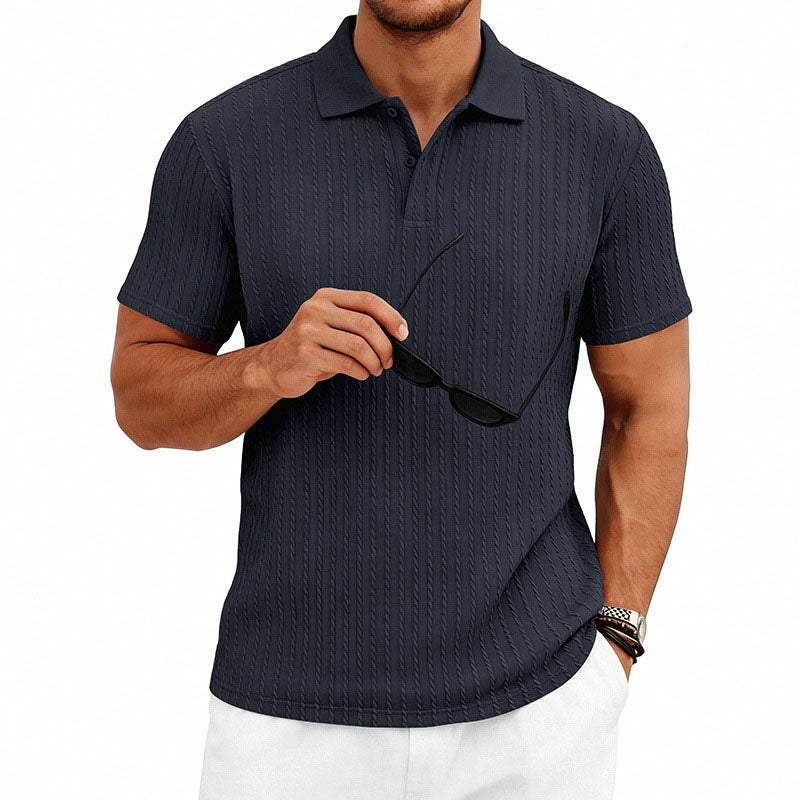 Jacob - Men's Textured Vertical Knit Polo Shirt