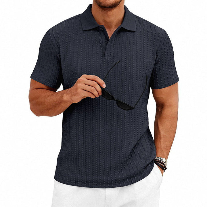Jacob - Men's Textured Vertical Knit Polo Shirt