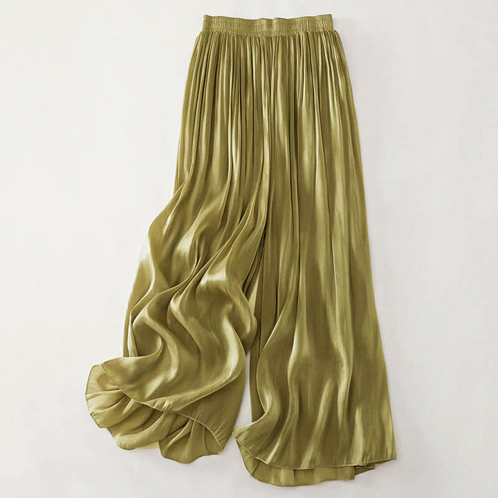 Jane - Women’s Satin-Look Pleated Wide-Leg Pants
