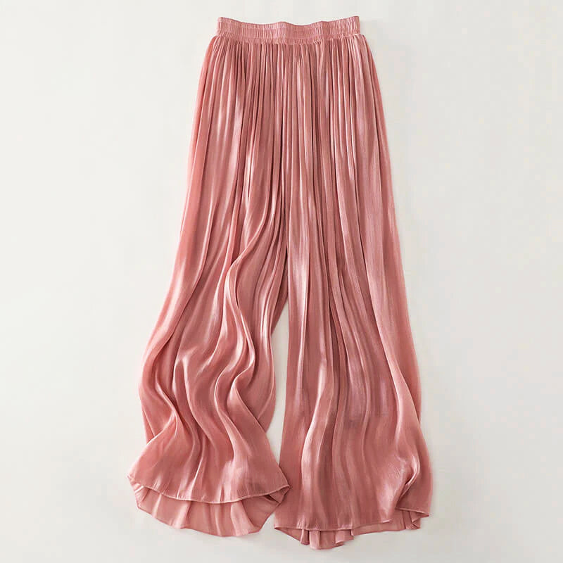 Jane - Women’s Satin-Look Pleated Wide-Leg Pants