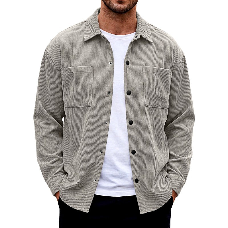 Jason - Men's Corduroy Snap Button Shirt Jacket 11