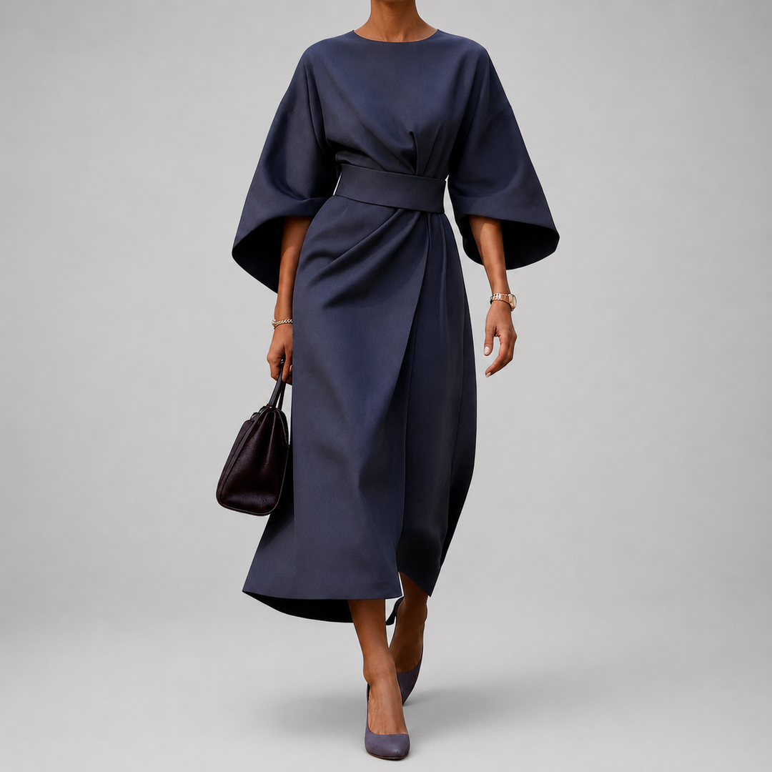 Jazmine - Women's Belted Dress with Cape Sleeves