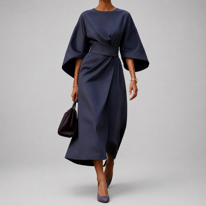 Jazmine - Women's Belted Dress with Cape Sleeves
