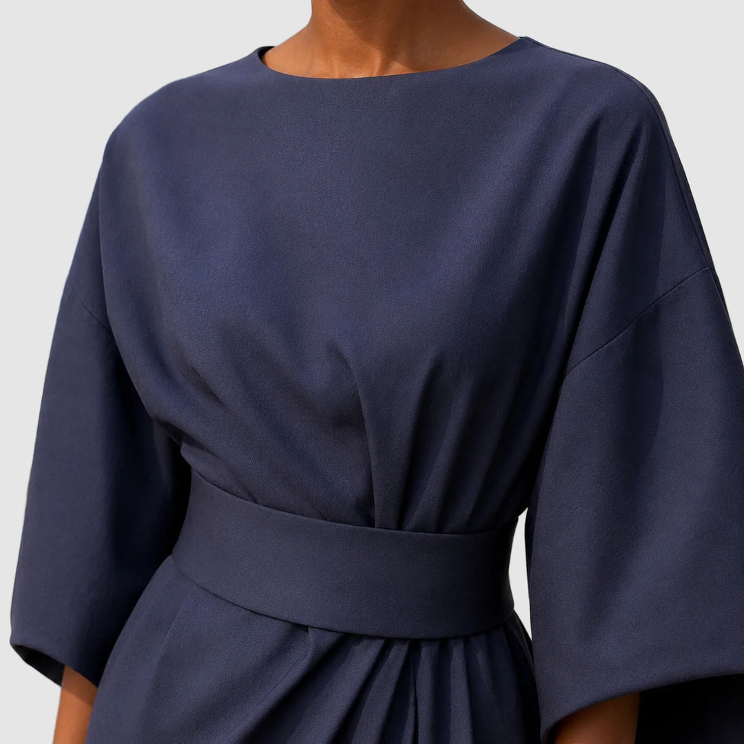 Jazmine - Women's Belted Dress with Cape Sleeves