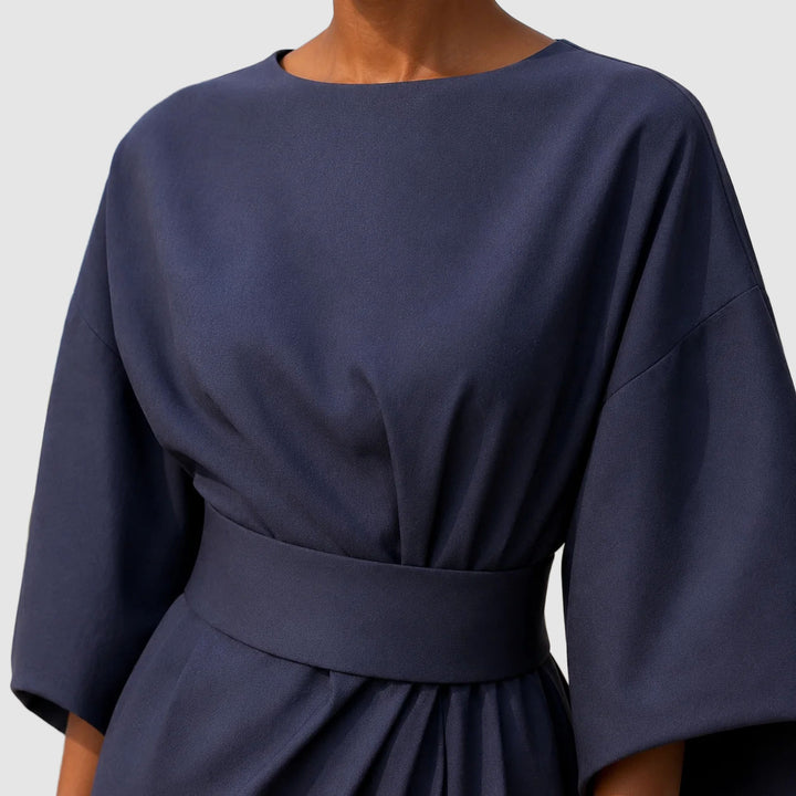 Jazmine - Women's Belted Dress with Cape Sleeves