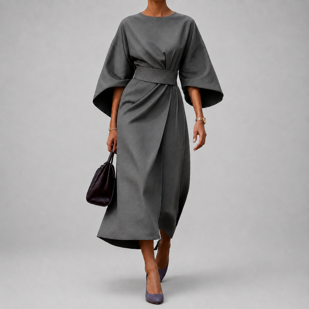 Jazmine - Women's Belted Dress with Cape Sleeves