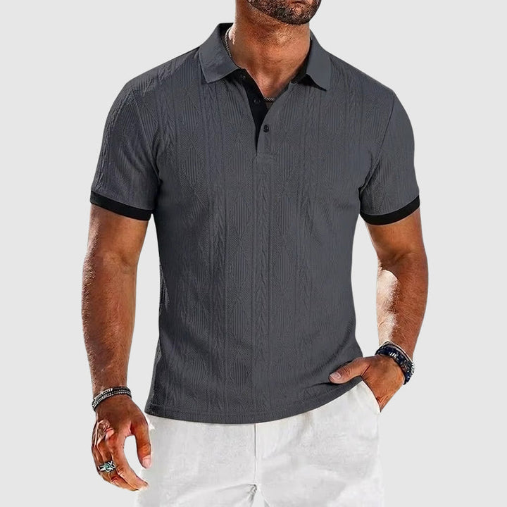 Jeremy - Men’s Textured Knit Contrast Polo Shirt