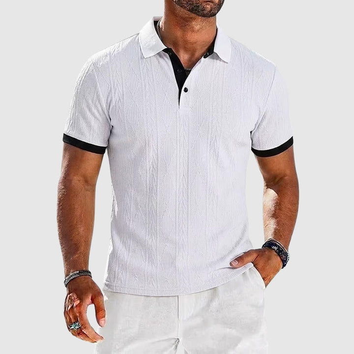 Jeremy - Men’s Textured Knit Contrast Polo Shirt