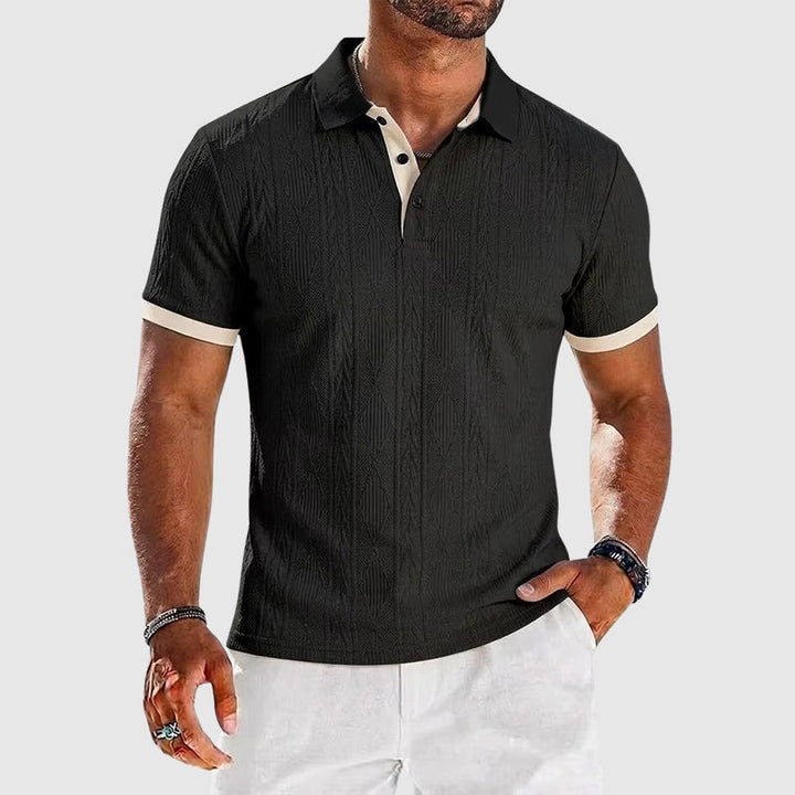 Jeremy - Men’s Textured Knit Contrast Polo Shirt