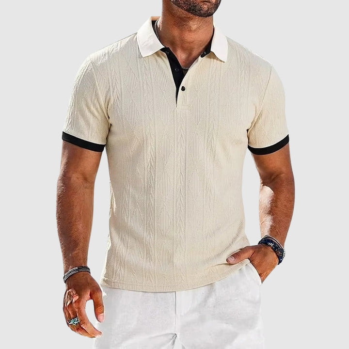 Jeremy - Men’s Textured Knit Contrast Polo Shirt