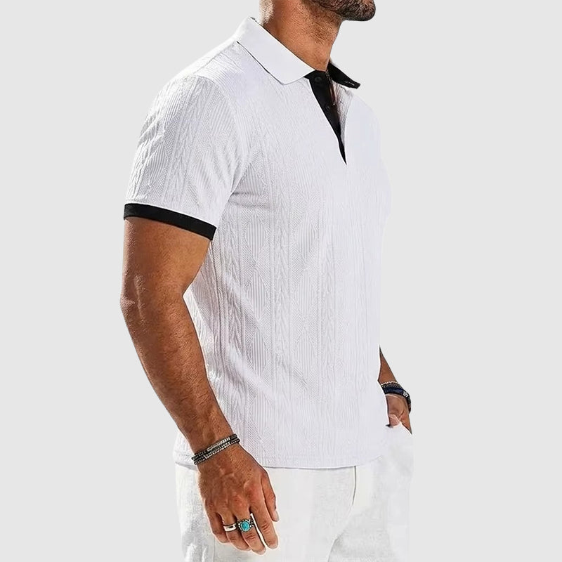 Jeremy - Men’s Textured Knit Contrast Polo Shirt