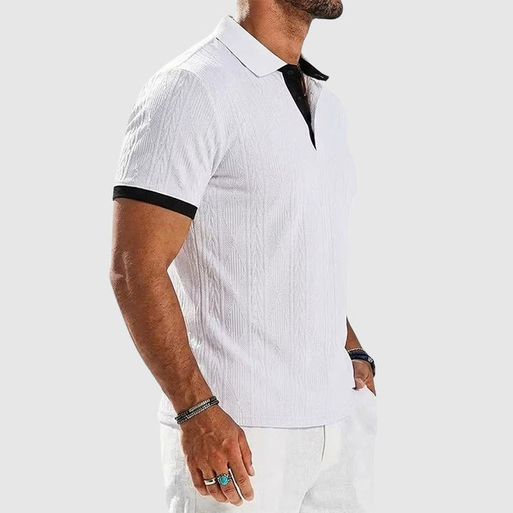 Jeremy - Men’s Textured Knit Contrast Polo Shirt