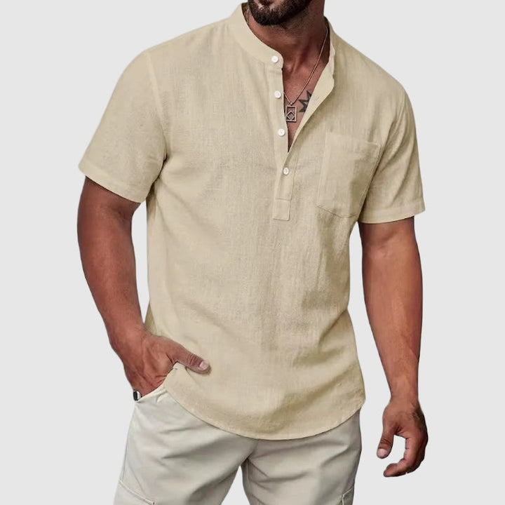 Jerry - Men’s Linen Short Sleeve Henley Shirt
