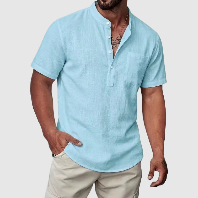 Jerry - Men’s Linen Short Sleeve Henley Shirt