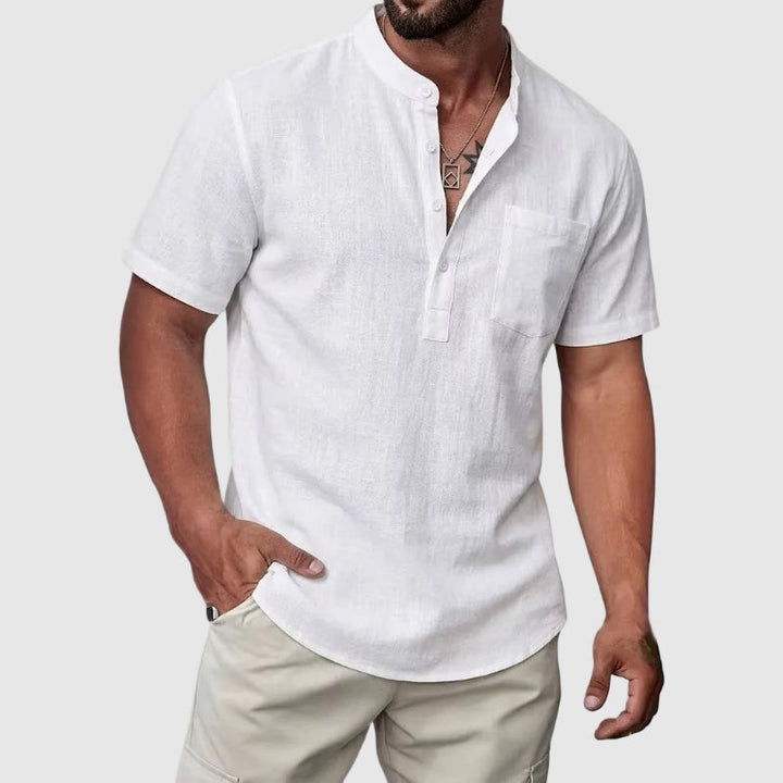 Jerry - Men’s Linen Short Sleeve Henley Shirt