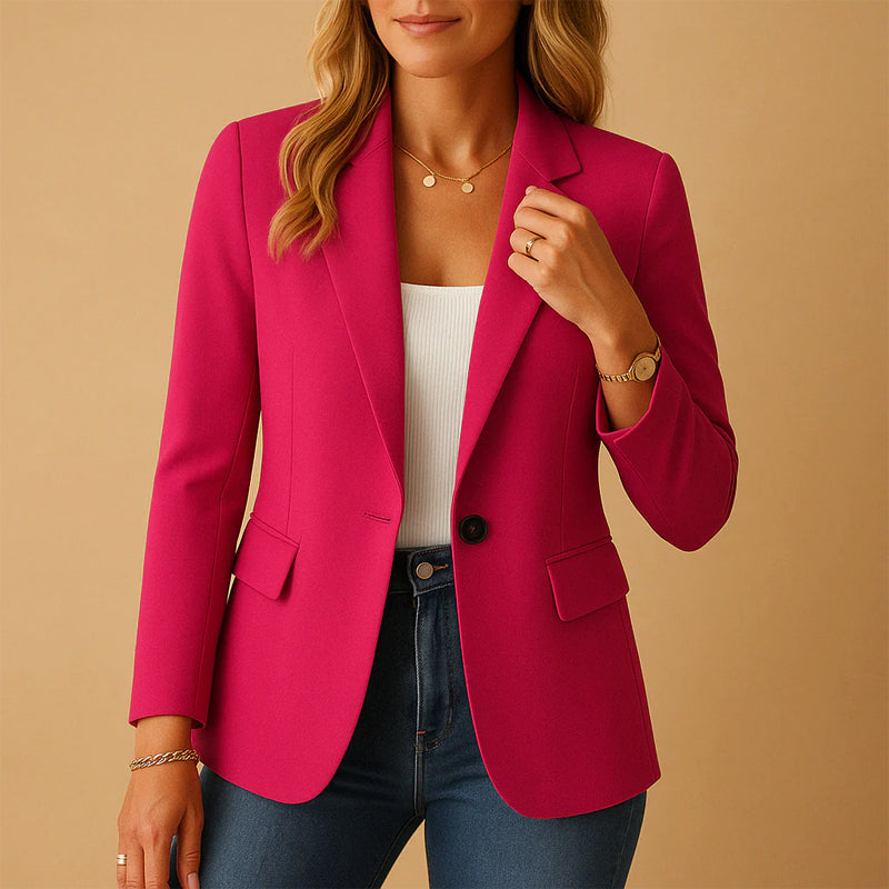 Jessica - Women's One-Button Flap-Pocket Tailored Blazer