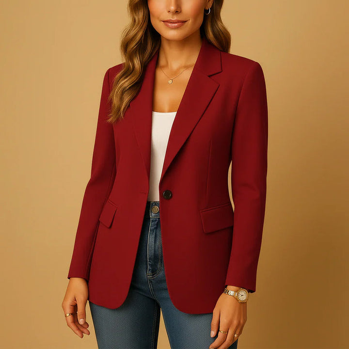 Jessica - Women's One-Button Flap-Pocket Tailored Blazer