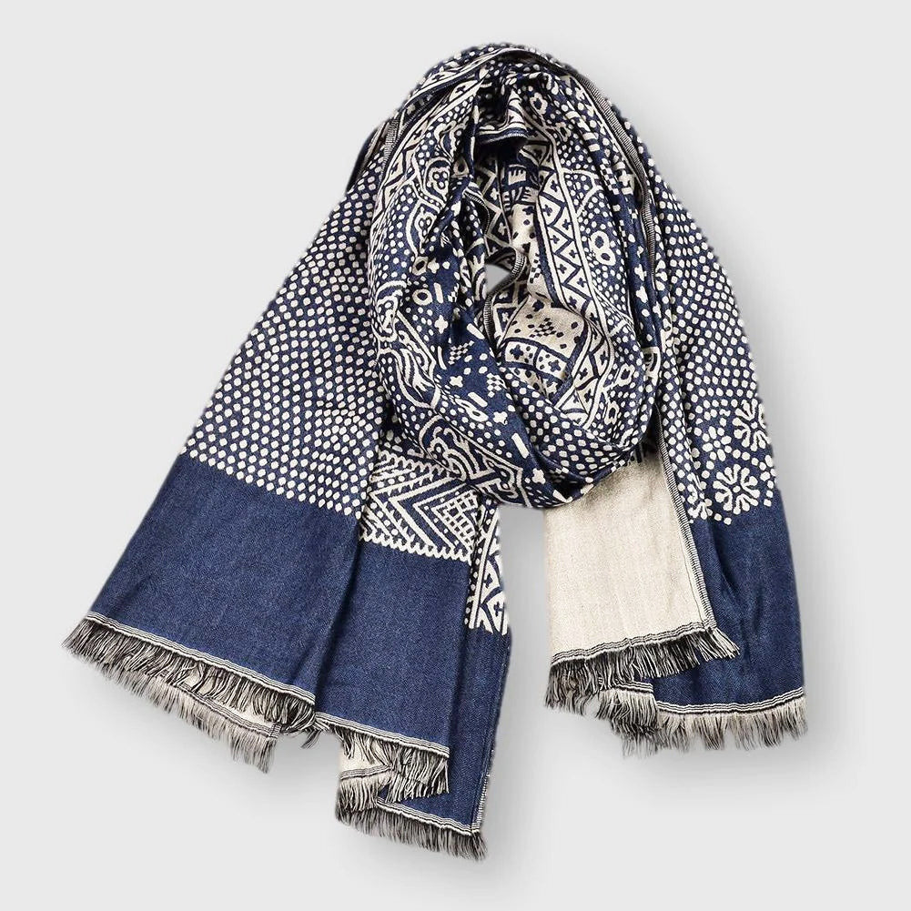 Paris Geometric Pattern Fringe Scarf