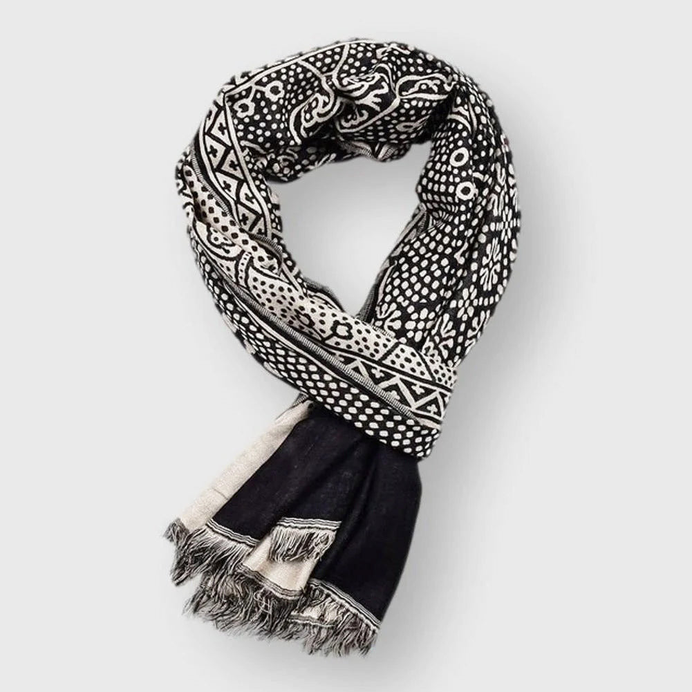 Paris Geometric Pattern Fringe Scarf