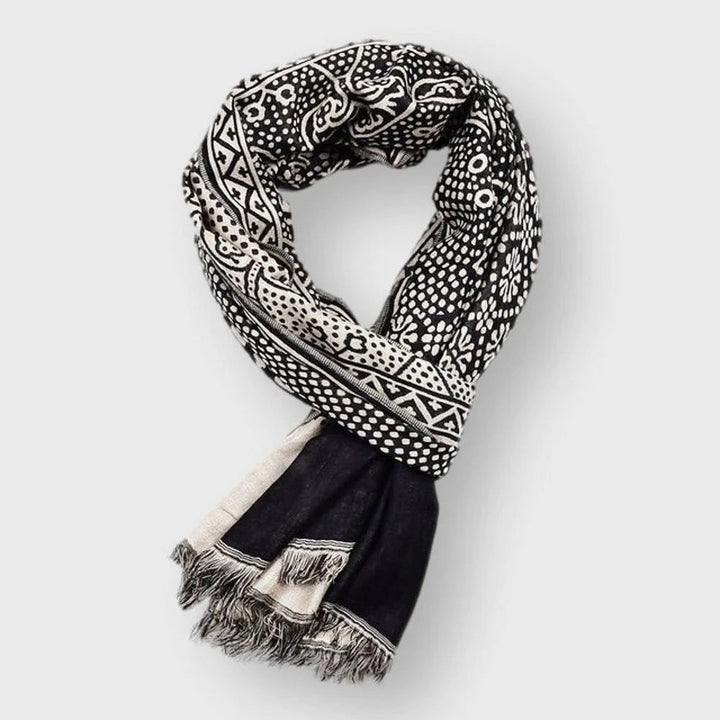 Paris Geometric Pattern Fringe Scarf