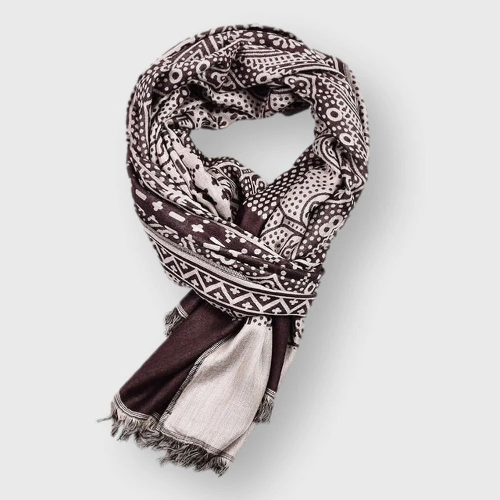 Paris Geometric Pattern Fringe Scarf