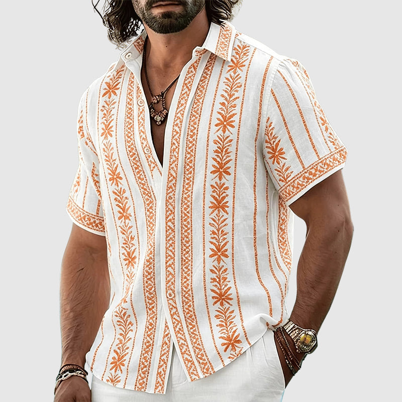 Jordan - Men’s Boho Pattern Stripe Button-Up Shirt
