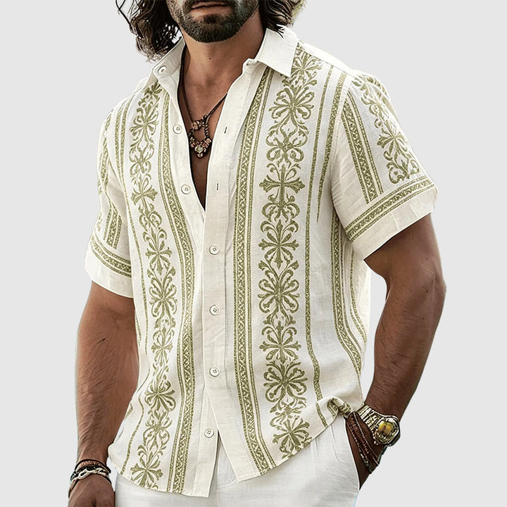 Jordan - Men’s Boho Pattern Stripe Button-Up Shirt