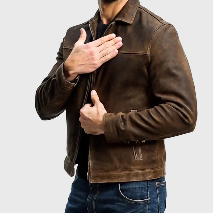 Joshua -  Men's Vintage Style Leather Jacket