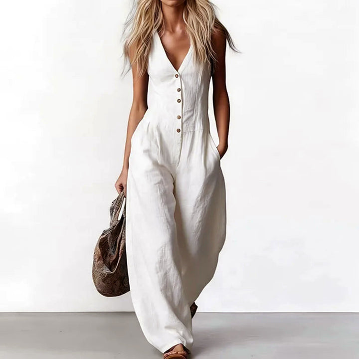 Julianne - Women's Relaxed Fit Buttoned Jumpsuit