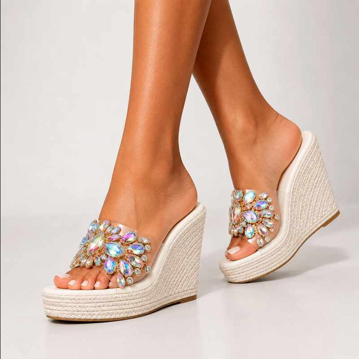 Juliet - Women's Crystal Transparent Strap Wedges