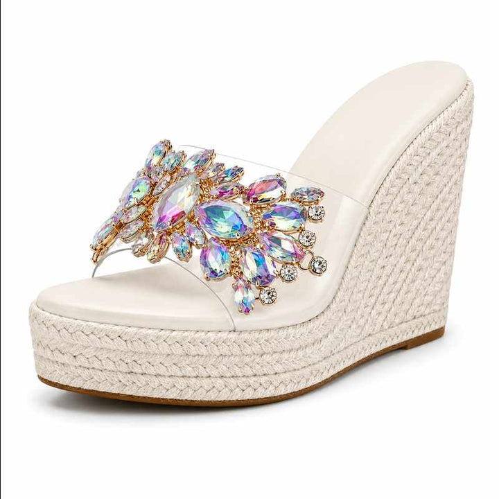 Juliet - Women's Crystal Transparent Strap Wedges