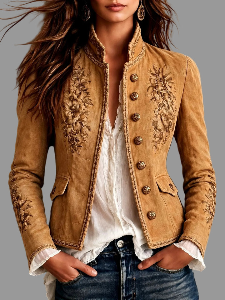 Kimberly - Women's Embroidered Button Front Jacket