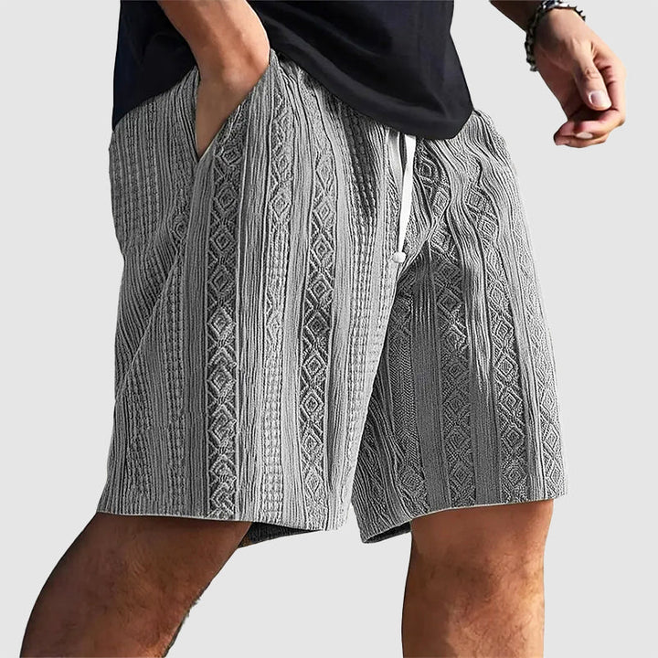 Justin - Men's Geometric Knit Drawstring Shorts