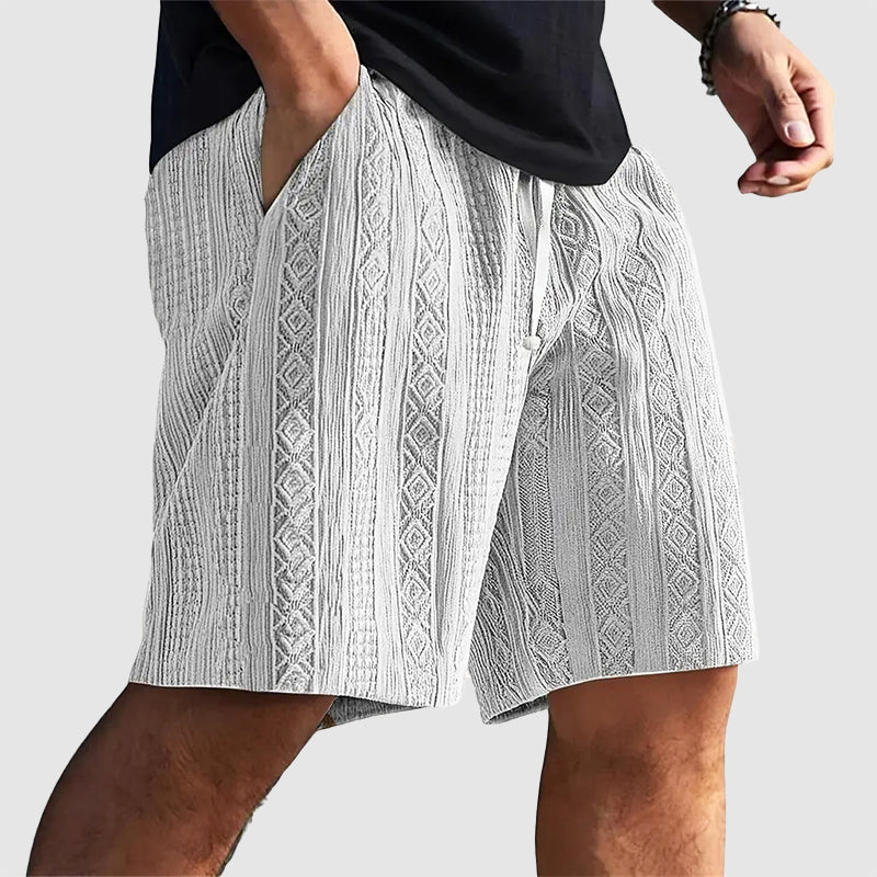 Justin - Men's Geometric Knit Drawstring Shorts
