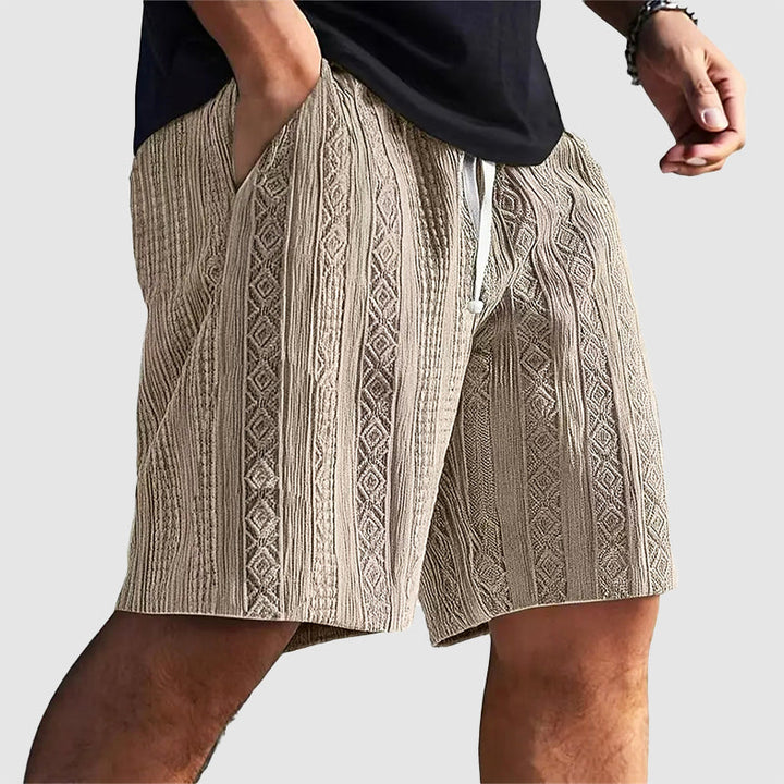 Justin - Men's Geometric Knit Drawstring Shorts